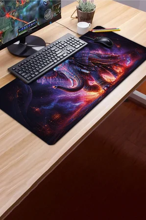 SonicTouch Klavye Mousepad 40x90cm Dikişsiz Pürüzsüz Sıvı Geçirmez Kaymaz Taban Kozmik Hint Fili
