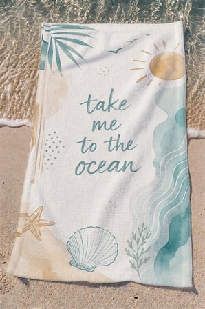 Valerine Life Plaj Havlusu 70x140cm Havuz Spa Sauna Spor Pamuklu Emici Take Me to the Ocean
