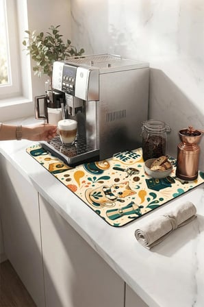 Valerine Life Kahve Espresso Makinesi Matı 35x45cm Çaycı Pad Su Geçirmez Crochet Coffee