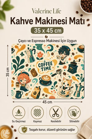 Valerine Life Kahve Espresso Makinesi Matı 35x45cm Çaycı Pad Su Geçirmez Crochet Coffee