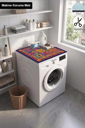 Valerine Life Çamaşır Kurutma Makinesi Üstü Düzenleyici Matı Sıvı Geçirmez Örtü Çiçek Karnavalı