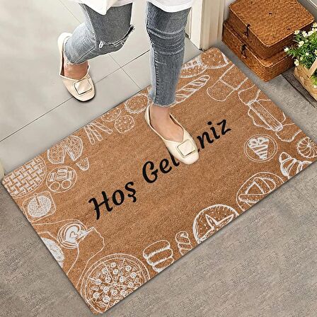 Valerine Life Pasta ve Turta Figürlü Hoş Geldiniz Kapı Önü Paspası 45x70cm