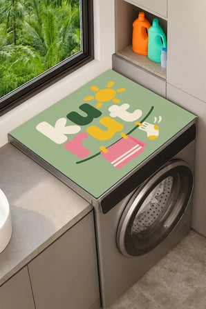 Valerine Life Çamaşır Kurutma Makinesi Üstü Düzenleyici Matı Sıvı Geçirmez Örtü Güneşli Çamaşırlar