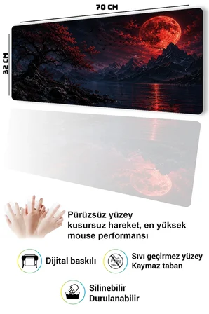 SonicTouch Klavye Mousepad 32x70cm Dikişsiz Pürüzsüz Sıvı Geçirmez Kaymaz Taban Gotik Göl