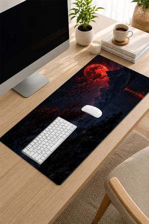 SonicTouch Klavye Mousepad 32x70cm Dikişsiz Pürüzsüz Sıvı Geçirmez Kaymaz Taban Gotik Göl