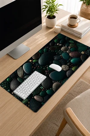 SonicTouch Klavye Mousepad 32x70cm Dikişsiz Pürüzsüz Sıvı Geçirmez Kaymaz Taban Orman Mücevherleri