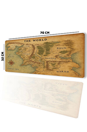 SonicTouch Orta Çağ Haritası World Kahverengi Gamer Oyuncu Sıvı Geçirmez Klavye Mouse Pad 32x70Cm