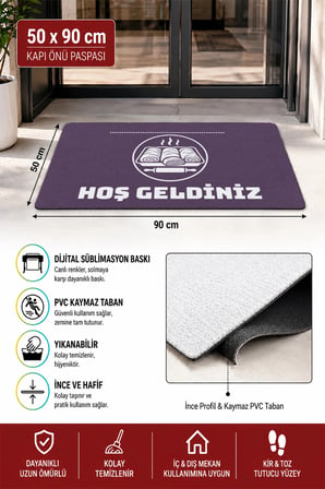 Valerine Life Kapı Önü Paspası 50x90cm Dijital Baskı Kaymaz Kişiye Firmaya Özel Börekçi Simit Fırını