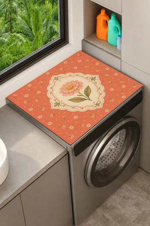 Valerine Life Çamaşır Kurutma Makinesi Üstü Düzenleyici Matı Sıvı Geçirmez Örtü Mercan Madalyon