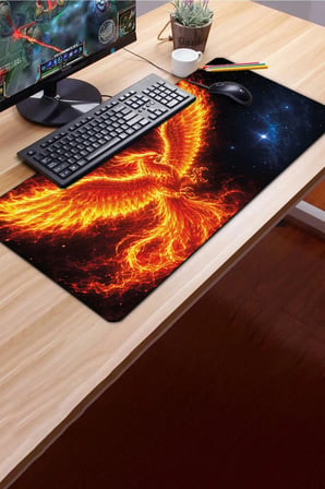 SonicTouch Klavye Mousepad 40x90cm Dikişsiz Sıvı Geçirmez Kaymaz Taban Küllerden Yükseliş Anka Kuşu