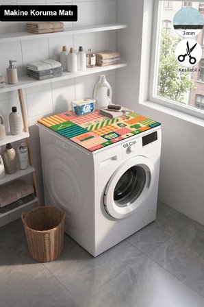 Valerine Life Çamaşır Kurutma Makinesi Üstü Düzenleyici Matı Sıvı Geçirmez Örtü Çamaşır Patchwork
