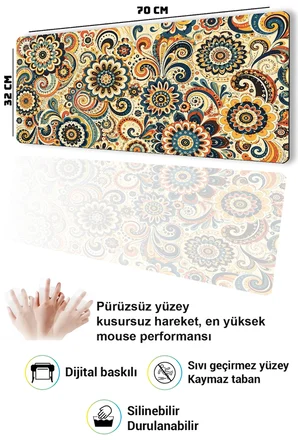 SonicTouch Klavye Mousepad 32x70cm Dikişsiz Pürüzsüz Sıvı Geçirmez Kaymaz Taban Çiçek Rüyası