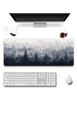 SonicTouch Klavye Mousepad 40x90cm Dikişsiz Pürüzsüz Sıvı Geçirmez Kaymaz Taban Kuzey Ormanları