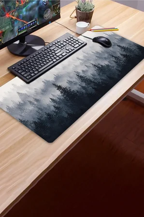 SonicTouch Klavye Mousepad 40x90cm Dikişsiz Pürüzsüz Sıvı Geçirmez Kaymaz Taban Kuzey Ormanları