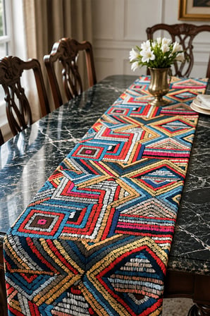 Valerine Life Runner Amerikan Servisi 40x140cm Mozaik Yolu Dijital Baskılı Sıvı Geçirmez Masa Örtüsü