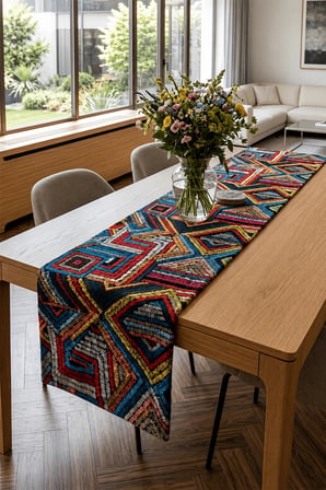 Valerine Life Runner Amerikan Servisi 40x140cm Mozaik Yolu Dijital Baskılı Sıvı Geçirmez Masa Örtüsü