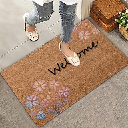 Valerine Life Verbena Hastata Mine Çiçeği Welcome Kapı Önü Paspası 45x70cm