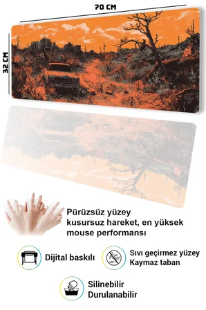 SonicTouch Klavye Mousepad 32x70cm Dikişsiz Pürüzsüz Sıvı Geçirmez Kaymaz Taban Çorak Dünya