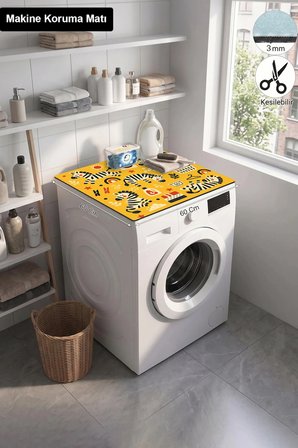 Valerine Life Çamaşır Kurutma Makinesi Üstü Düzenleyici Matı Sıvı Geçirmez Örtü Zebra Yıkama Şenliği