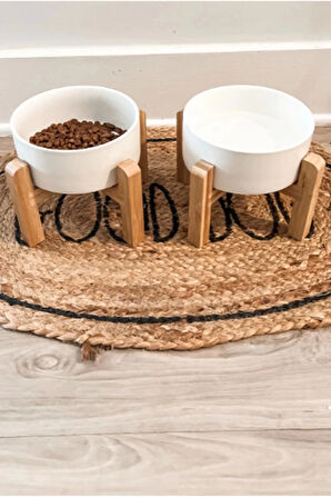 MatGo Pati Kedi Köpek Beslenme Mama Su Kabı Seramik Kaseli 500Ml Hacimli Şık ve Hijyenik 2’li Set