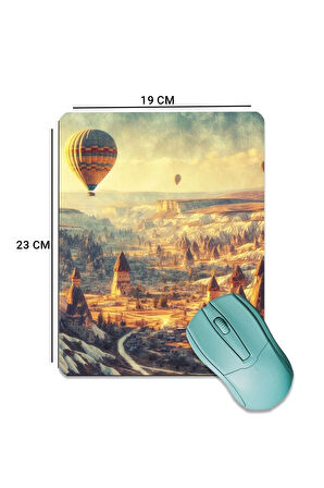 SonicTouch Kapadokya Temalı Pürüzsüz Yüzey Kaymaz Taban Dikişsiz Kenar Gamer Oyuncu Mouse Pad 19x23cm