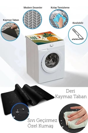 Valerine Life Çamaşır Kurutma Makinesi Üstü Düzenleyici Matı Sıvı Geçirmez Örtü Tropik Çamaşır Günü