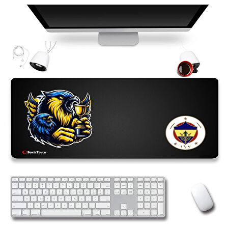 SonicTouch UltraGrand Şanlı FB Taraftar 1907 Xxl Gamer Oyuncu Sarı Lacivert Klavye Mouse Pad 40x90Cm