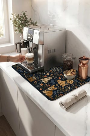 Valerine Life Kahve Espresso Makinesi Matı 35x45cm Çaycı Pad Su Geçirmez Dog Coffee Club