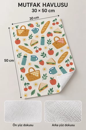 Valerine Life El Kurulama Havlusu 30x50cm Mutfak, Fırın için Pamuklu Emici Kır Sofrası