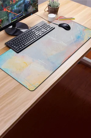 SonicTouch Klavye Mousepad 40x90cm Dikişsiz Pürüzsüz Sıvı Geçirmez Kaymaz Taban Pastel Tuval