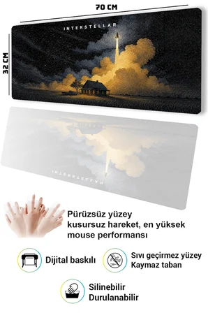 SonicTouch Klavye Mousepad 32x70cm Dikişsiz Pürüzsüz Sıvı Geçirmez Kaymaz Taban Yıldızlara Yolculuk
