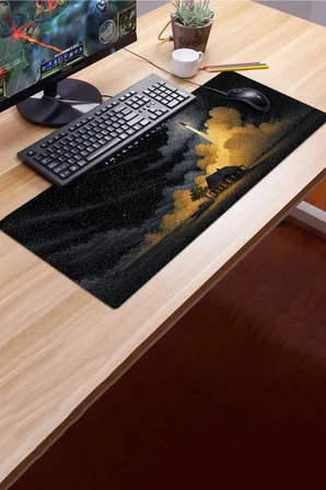 SonicTouch Klavye Mousepad 32x70cm Dikişsiz Pürüzsüz Sıvı Geçirmez Kaymaz Taban Yıldızlara Yolculuk