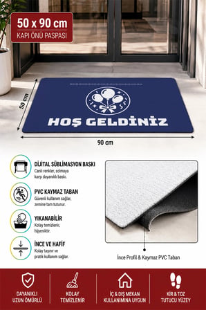 Valerine Life Kapı Önü Paspası 50x90cm Dijital Baskı Kaymaz Kişiye Firmaya Özel Organizasyon