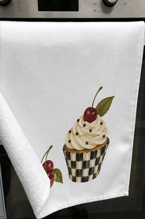 Valerine Life El Kurulama Havlusu 30x50cm Mutfak, Fırın için Pamuklu Emici Damalı Kek