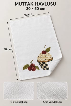 Valerine Life El Kurulama Havlusu 30x50cm Mutfak, Fırın için Pamuklu Emici Damalı Kek