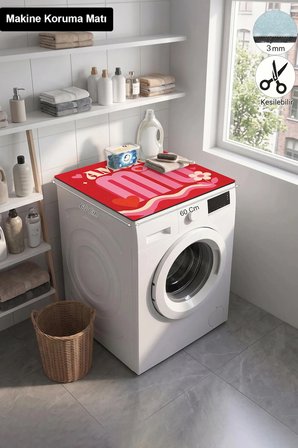 Valerine Life Çamaşır Kurutma Makinesi Üstü Düzenleyici Matı Sıvı Geçirmez Örtü Retro Amore
