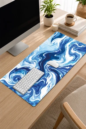 SonicTouch Klavye Mousepad 32x70cm Dikişsiz Pürüzsüz Sıvı Geçirmez Kaymaz Taban Buzul Girdabı