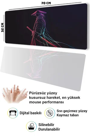 SonicTouch Klavye Mousepad 32x70cm Dikişsiz Pürüzsüz Sıvı Geçirmez Kaymaz Taban Işık Muhafızı