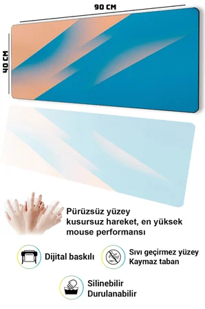 SonicTouch Klavye Mousepad 40x90cm Dikişsiz Pürüzsüz Sıvı Geçirmez Kaymaz Taban Mercan Ufku