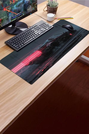 SonicTouch Klavye Mousepad 32x70cm Dikişsiz Pürüzsüz Sıvı Geçirmez Kaymaz Taban Kızıl iz