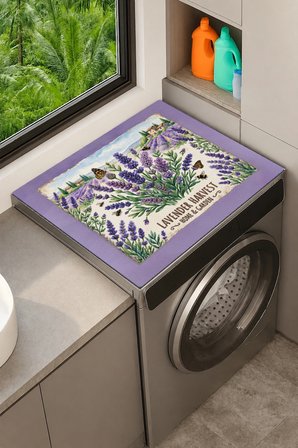 Valerine Life Çamaşır Kurutma Makinesi Üstü Düzenleyici Matı Sıvı Geçirmez Örtü Lavanta Vadisi