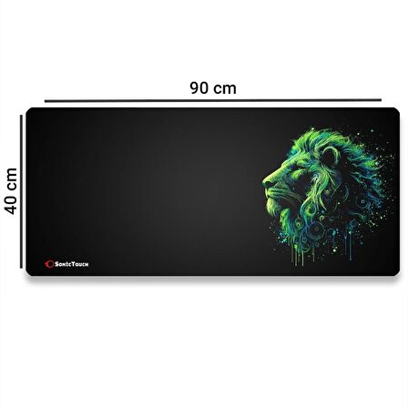 SonicTouch UltraGrand Siyah ve Neon Yeşili Aslan Dikişsiz Xxl Gaming Oyuncu Masaüstü Klavye Mouse Pad 40x90Cm