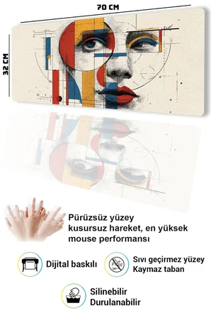 SonicTouch Klavye Mousepad 32x70cm Dikişsiz Pürüzsüz Sıvı Geçirmez Kaymaz Taban Çizgiler Arasında