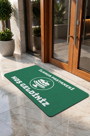 Valerine Life Kapı Önü Paspası 50x90cm Dijital Baskı Kaymaz Kişiye Firmaya Özel Pastane