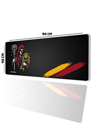 SonicTouch Aslan Muhafızı Sarı Kırmızı Pürüzsüz Sıvı Geçirmez XXL Gamer Klavye Mousepad 40x90cm