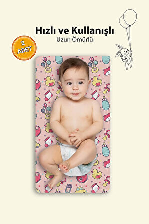 MAtGo Baby Ördekli Bebek Alt Açma Matı Minderi Yıkanır Sıvı Geçirmez Bakım Pad Örtüsü 35x65cm 2 Adet