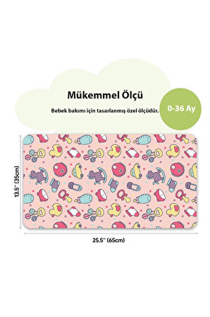 MAtGo Baby Ördekli Bebek Alt Açma Matı Minderi Yıkanır Sıvı Geçirmez Bakım Pad Örtüsü 35x65cm 2 Adet