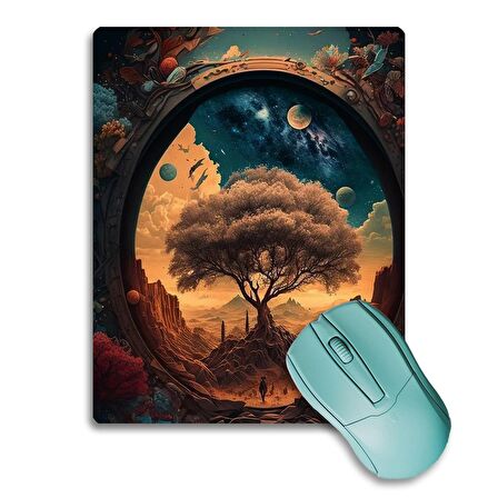 SonicTouch Hinora Hayat Ağacı Kaydırmaz Gaming Oyuncu Dikişsiz Mavi Turuncu Mouse Pad/Ped 17x21cm