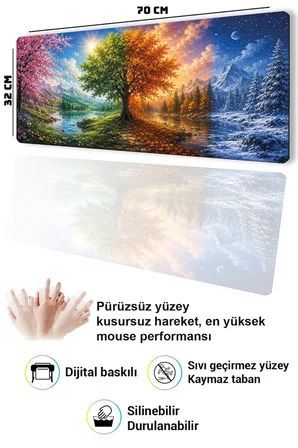 SonicTouch Klavye Mousepad 32x70cm Dikişsiz Pürüzsüz Sıvı Geçirmez Kaymaz Taban Dört Mevsim Vadisi