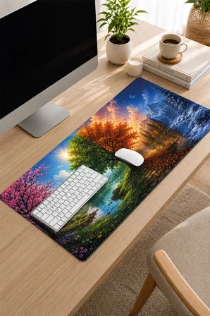 SonicTouch Klavye Mousepad 32x70cm Dikişsiz Pürüzsüz Sıvı Geçirmez Kaymaz Taban Dört Mevsim Vadisi